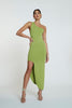 Window Check Asymmetric Knit Midi | Final Sale - Green