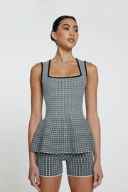 Window Check Flare Top | Final Sale - Black White