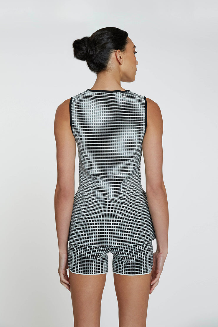Window Check Flare Top | Final Sale - Black White