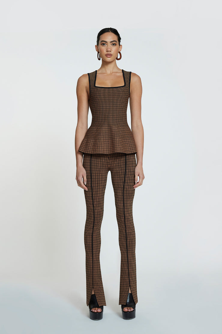 Window Check Flare Top | Final Sale - Brown Black