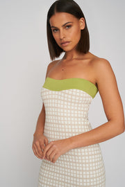 Isabella Check Strapless Knit | Final Sale - Pistachio Sand White