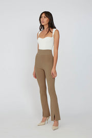 Knit Split Front Pant | Final Sale - Caramel